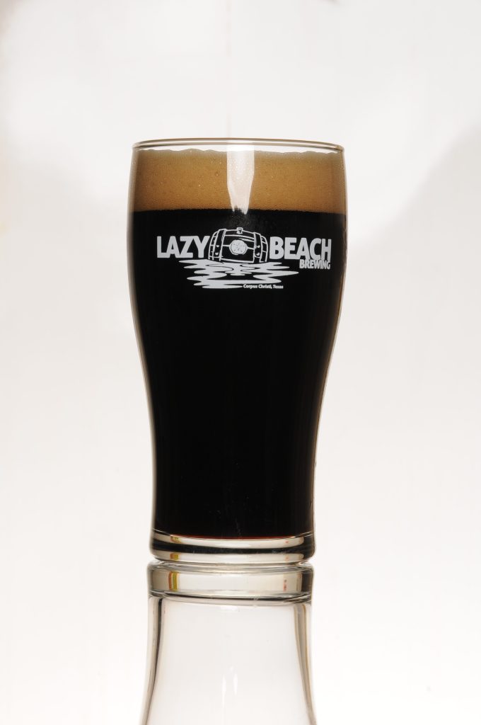 Lazy Beach Brewery Pint Glass with Dark Beer